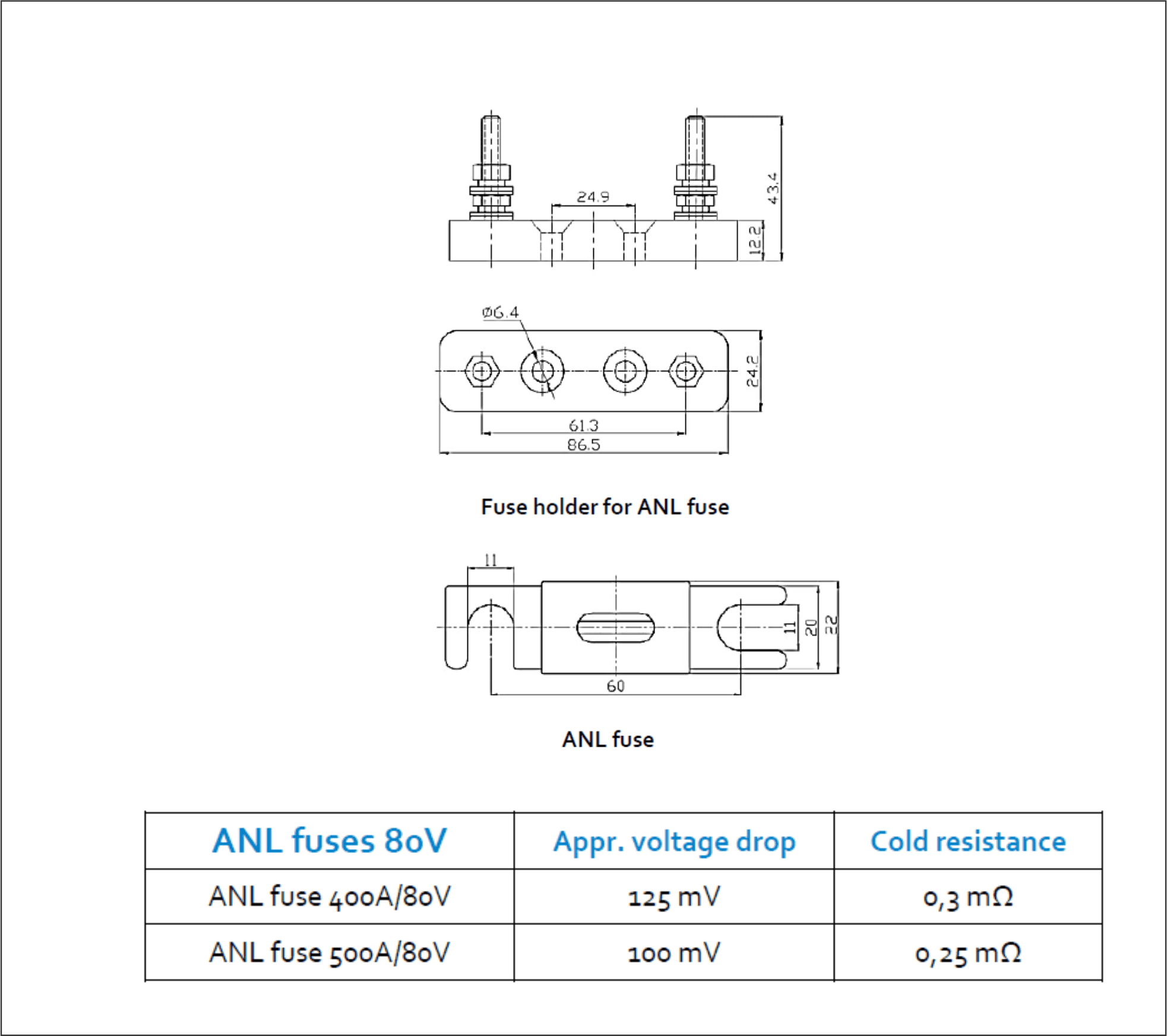 Fuse Holder for ANL fuse